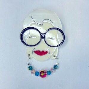 Iris Apfel Acrylic Brooch